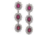 Pave Diamond Ruby Flower Dangle Earrings, (DER-034)
